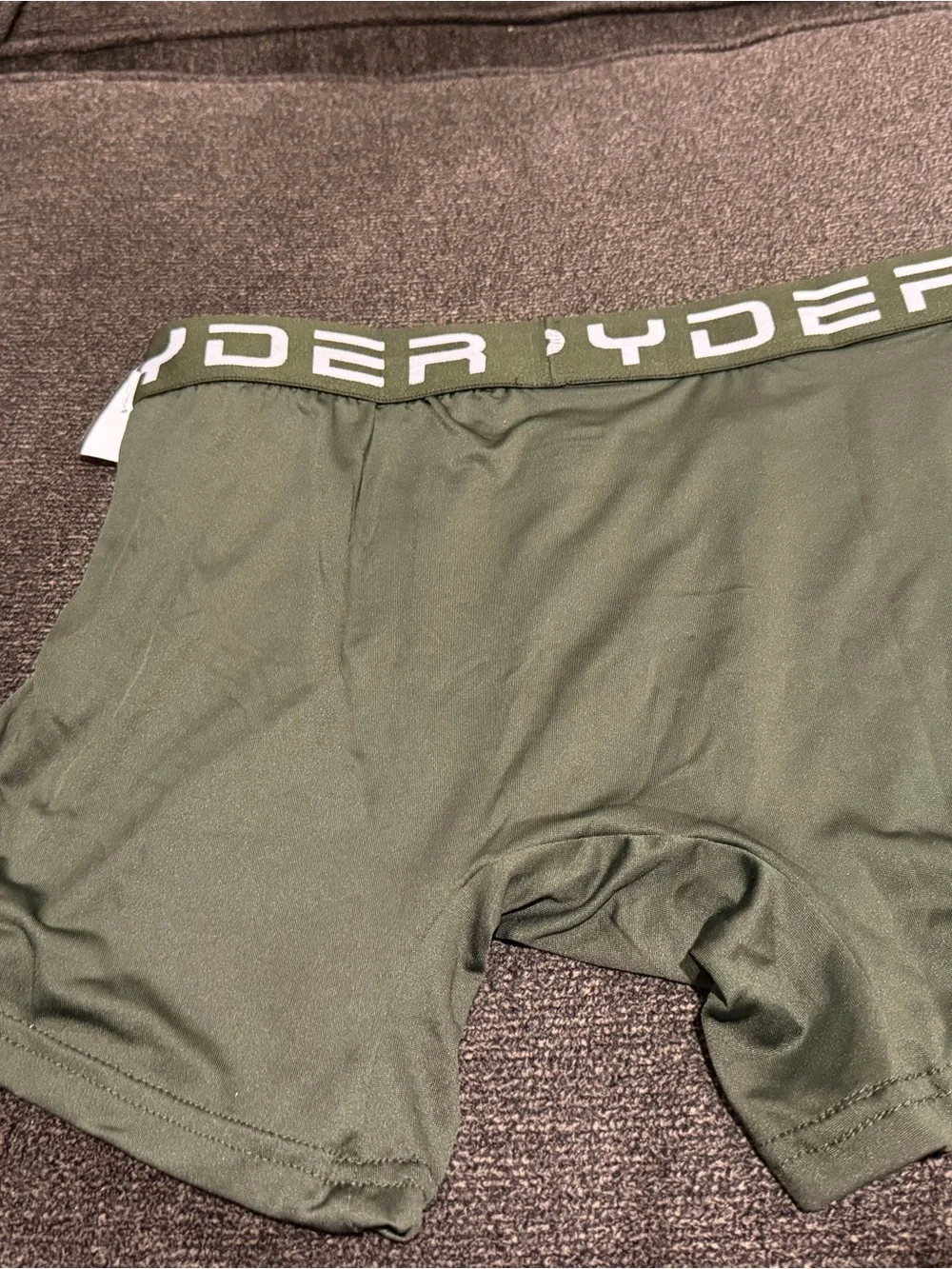 Spyder Olive Green Men's Performance Boxer Briefs with White Logo Waistband